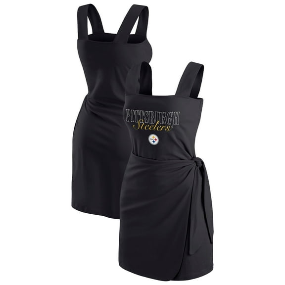 Women's WEAR by Erin Andrews  Black Pittsburgh Steelers Wrap Dress