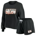 thumbnail image 1 of Women's WEAR by Erin Andrews Black San Francisco Giants Heavy Rugby Jersey Cropped Long Sleeve T-Shirt & Shorts Lounge, 1 of 7