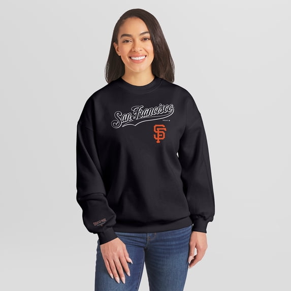 Women's WEAR by Erin Andrews Black San Francisco Giants Heavyweight Crew Neck Sweatshirt