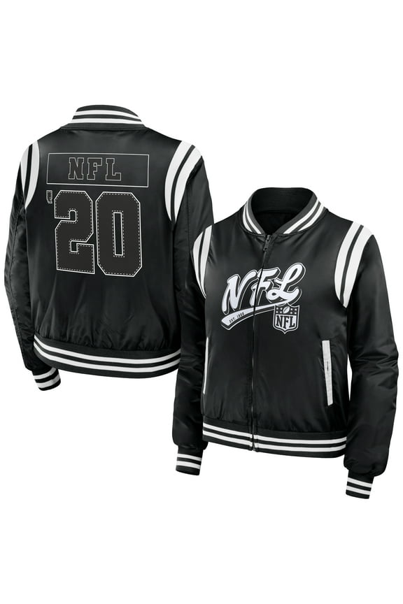 Women's WEAR by Erin Andrews Black Shield Merchandise Bomber Full-Zip Jacket