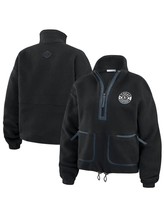 Women's WEAR by Erin Andrews Black Vegas Golden Knights Polar Fleece Half-Zip Jacket