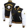 thumbnail image 1 of Women's WEAR by Erin Andrews  Black/White Pittsburgh Steelers Varsity Full-Zip Jacket, 1 of 5