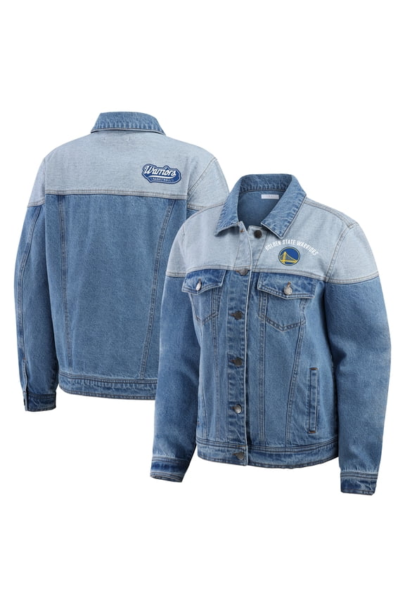 Women's WEAR by Erin Andrews Blue Golden State Warriors Full-Button Denim Jacket
