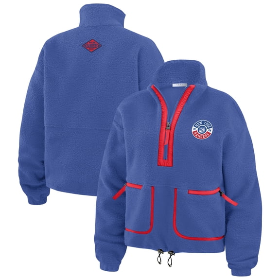 Women's WEAR by Erin Andrews Blue New York Rangers Polar Fleece Half-Zip Jacket