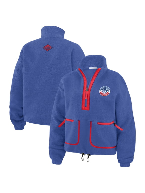 Women's WEAR by Erin Andrews Blue New York Rangers Polar Fleece Half-Zip Jacket