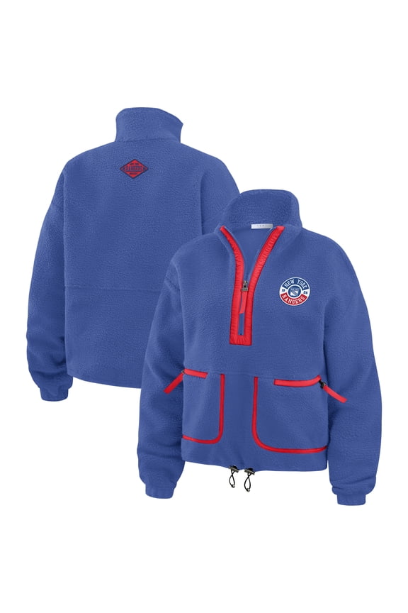 Women's WEAR by Erin Andrews Blue New York Rangers Polar Fleece Half-Zip Jacket