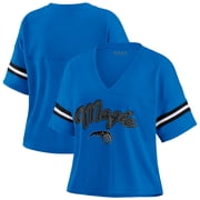 Womens WEAR by Erin Andrews Blue Orlando Magic Plus Size Color Block Boxy V-Neck T-Shirt