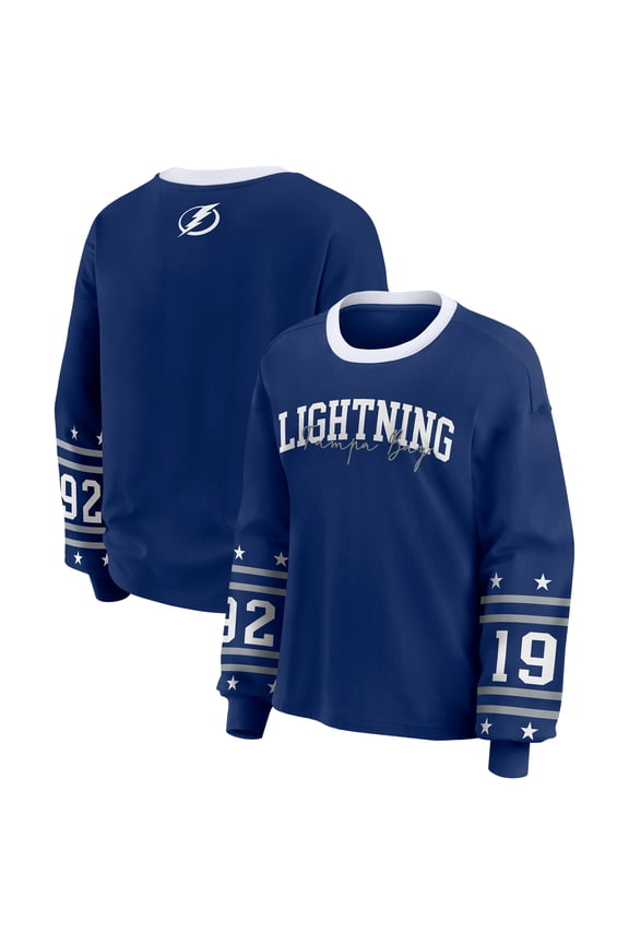 Women's WEAR by Erin Andrews Blue Tampa Bay Lightning Long-Sleeve Sport T-Shirt