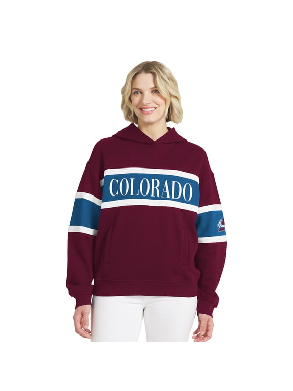 Women's WEAR by Erin Andrews Burgundy Colorado Avalanche Colorblock Stripe Hoodie