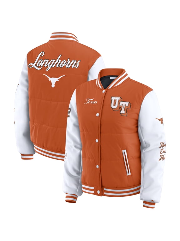 Women's WEAR by Erin Andrews Burnt Orange Texas Longhorns Varsity Puffer Jacket