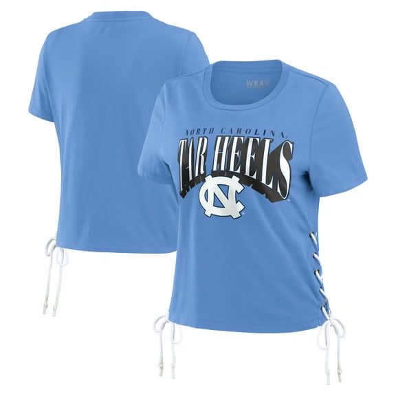 Women's WEAR by Erin Andrews Carolina Blue North Carolina Tar Heels Side Lace-Up Modest Crop T-Shirt