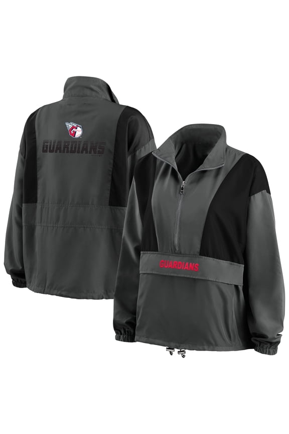 Women's WEAR by Erin Andrews Charcoal Cleveland Guardians Packable Half-Zip Jacket