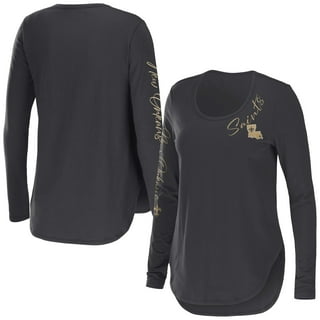 Women's Fanatics Branded Black/Gold New Orleans Saints True to Form Raglan Lace-Up V-Neck Long Sleeve T-Shirt