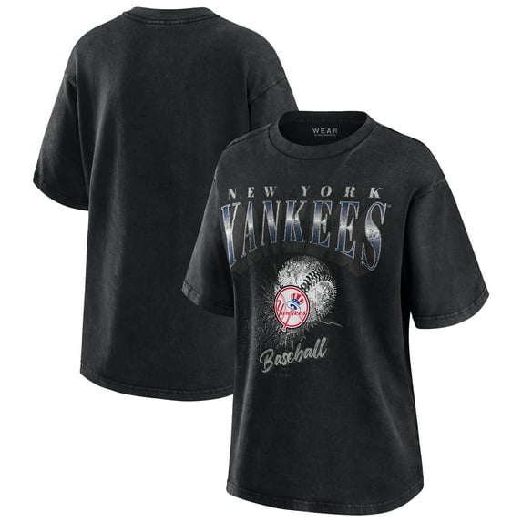 Women's WEAR by Erin Andrews Charcoal New York Yankees Oversized Boyfriend T-Shirt