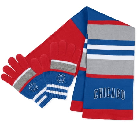 Women's WEAR by Erin Andrews Chicago Cubs Stripe Glove & Scarf Set