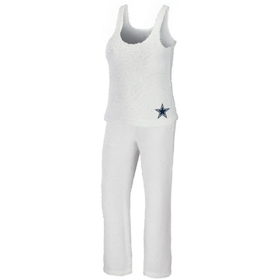 Women's WEAR by Erin Andrews Cream Dallas Cowboys Plus Size Cozy Scoop Neck Tank Top & Pants Set