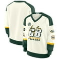 thumbnail image 1 of Women's WEAR by Erin Andrews  Cream Green Bay Packers Racing Crew V-Neck Sweatshirt, 1 of 6