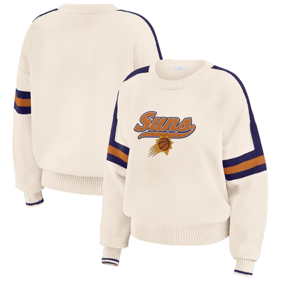 Women's WEAR by Erin Andrews  Cream Phoenix Suns Stripe Pullover Sweater