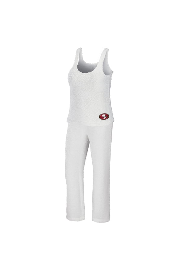 Women's WEAR by Erin Andrews Cream San Francisco 49ers Plus Size Cozy Scoop Neck Tank Top & Pants Set