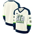 thumbnail image 1 of Women's WEAR by Erin Andrews  Cream Seattle Seahawks Racing Crew V-Neck Sweatshirt, 1 of 6