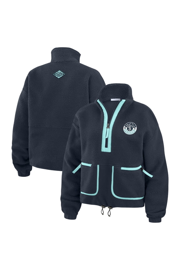 Women's WEAR by Erin Andrews  Deep Sea Blue Seattle Kraken Polar Fleece Half-Zip Jacket