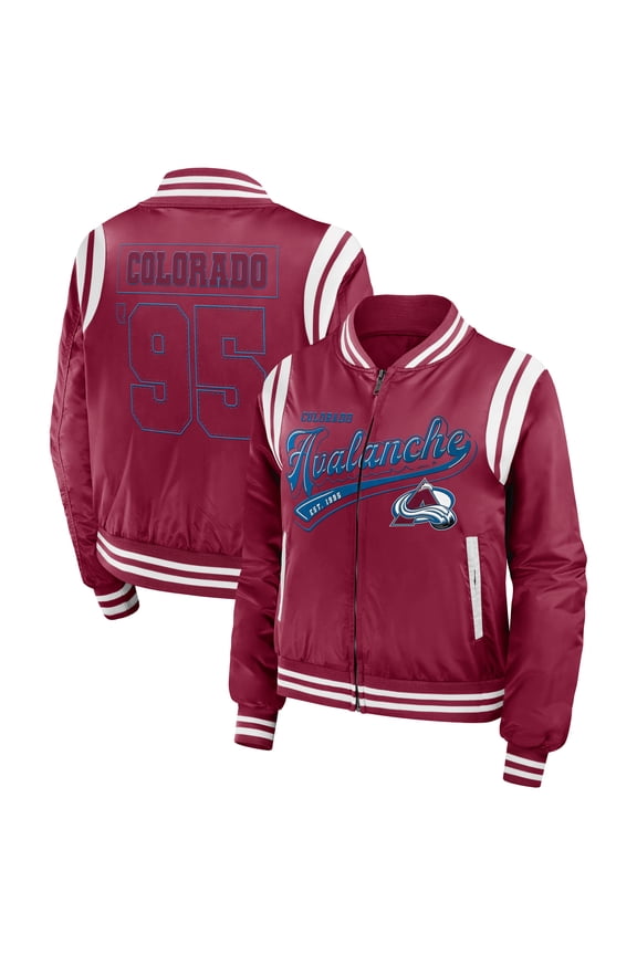 Women's WEAR by Erin Andrews Garnet Colorado Avalanche Baller Full-Zip Bomber Jacket