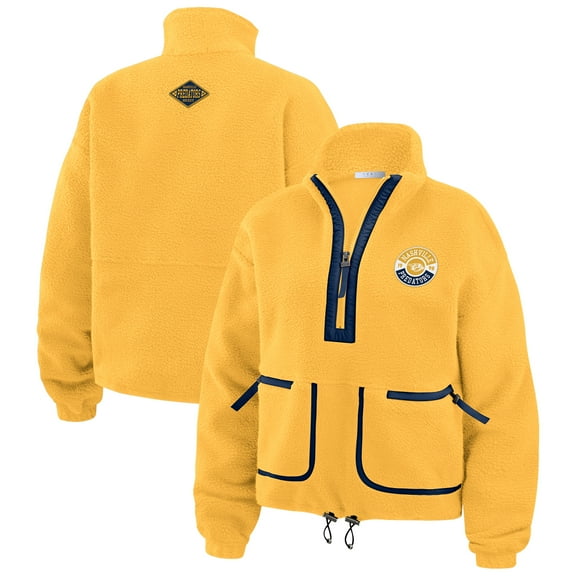 Women's WEAR by Erin Andrews Gold Nashville Predators Polar Fleece Half-Zip Jacket