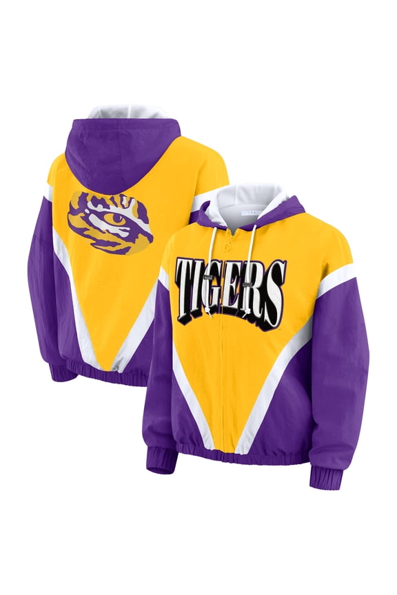 Women's WEAR by Erin Andrews Gold/Purple LSU Tigers Colorblock Full-Zip Hoodie Windbreaker Jacket