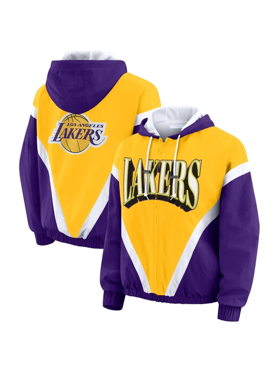 Women's WEAR by Erin Andrews Gold/Purple Los Angeles Lakers Colorblock Full-Zip Hoodie Windbreaker Jacket
