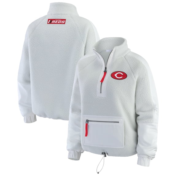 Women's WEAR by Erin Andrews Gray Cincinnati Reds Polar Fleece Quarter-Zip Jacket