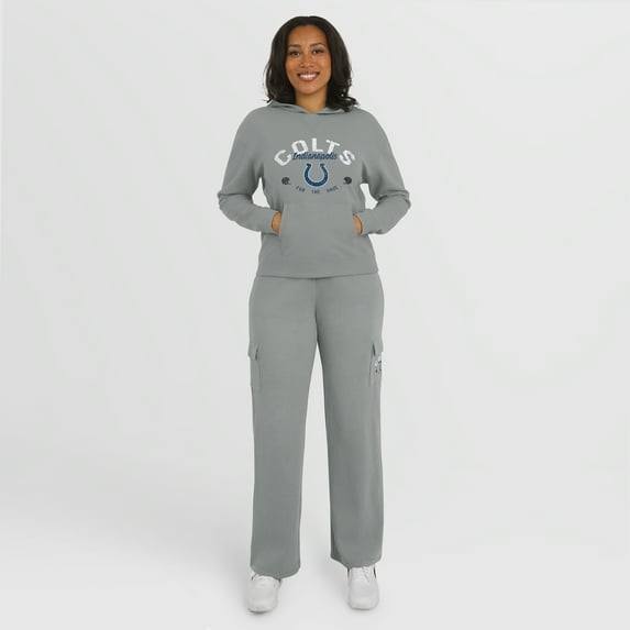 Women's WEAR by Erin Andrews Gray Indianapolis Colts Waffle-Knit Long Sleeve Hooded Shirt & Pants Lounge Set