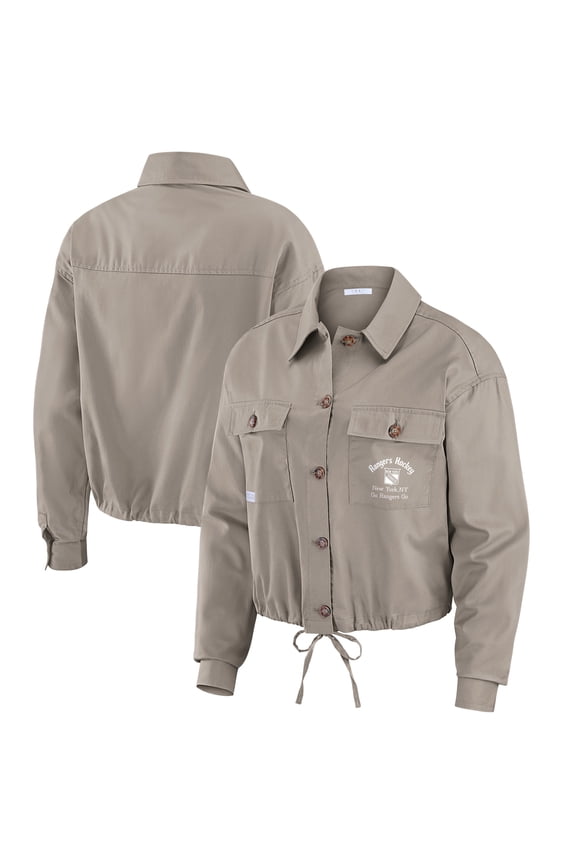 Women's WEAR by Erin Andrews Gray New York Rangers Cinched Button-Up Jacket
