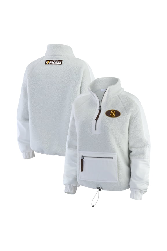 Women's WEAR by Erin Andrews Gray San Diego Padres Polar Fleece Quarter-Zip Jacket