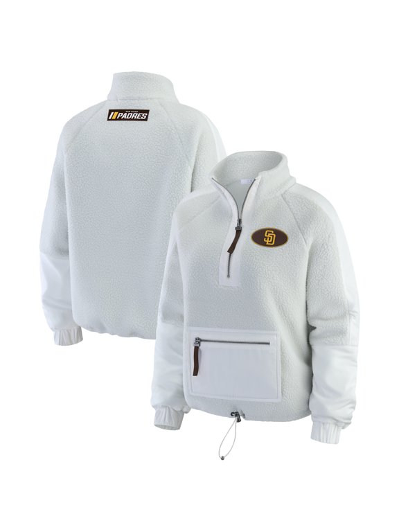 Women's WEAR by Erin Andrews Gray San Diego Padres Polar Fleece Quarter-Zip Jacket