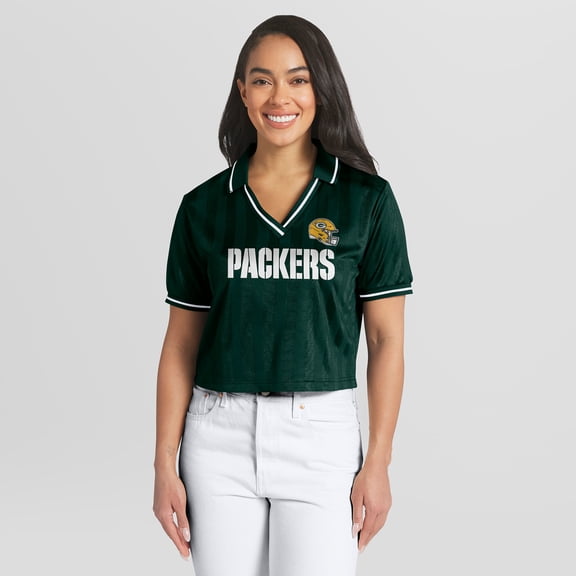 Women's WEAR by Erin Andrews  Green Green Bay Packers Cropped Jersey Polo