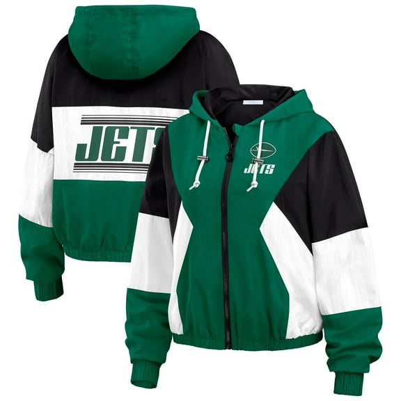 Women's WEAR by Erin Andrews Green New York Jets Color Block Full-Zip Windbreaker Jacket
