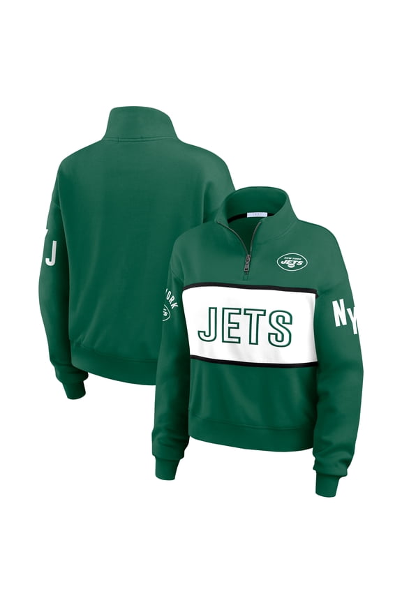 Women's WEAR by Erin Andrews Green New York Jets Quarter-Zip Jacket