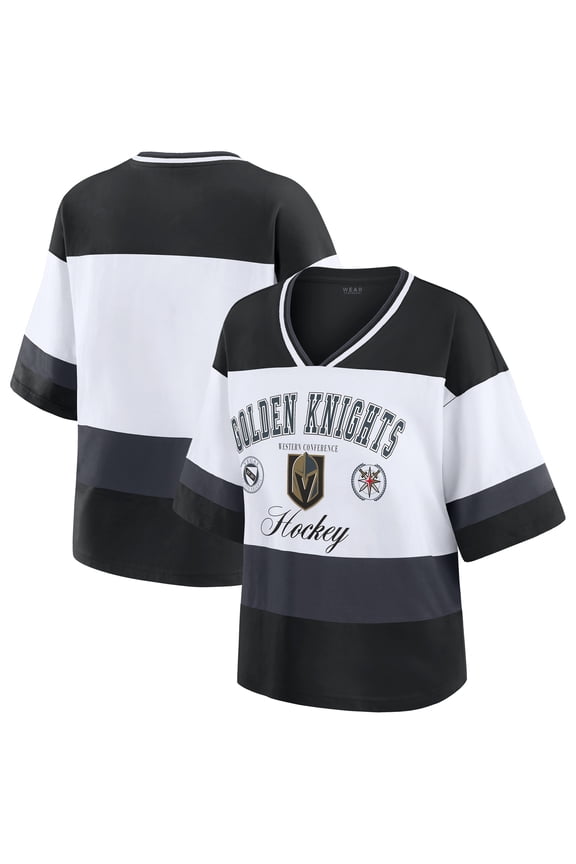 Women's WEAR by Erin Andrews Black/White Vegas Golden Knights Jersey Style Tee