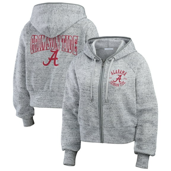Women's WEAR by Erin Andrews Heather Gray Alabama Crimson Tide Wear Speckle Double-Hit Raglan Full-Zip Hoodie