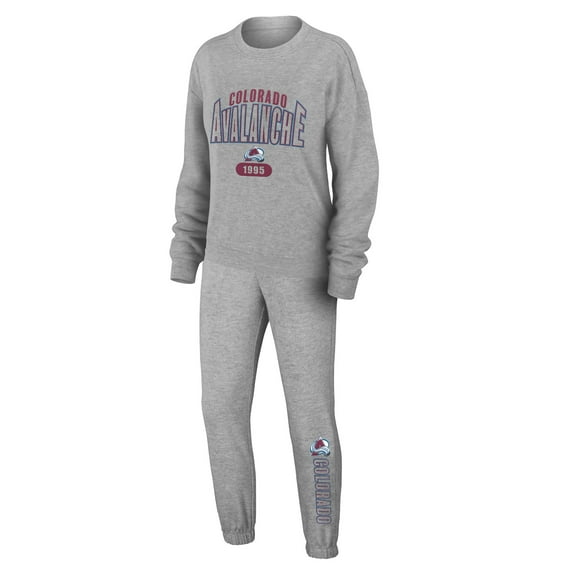 Women's WEAR by Erin Andrews Heather Gray Colorado Avalanche Knit Long Sleeve Tri-Blend T-Shirt & Pants Sleep Set