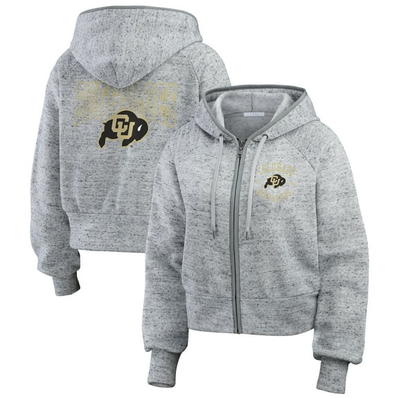 Women's WEAR by Erin Andrews Heather Gray Colorado Buffaloes Wear Speckle Double-Hit Raglan Full-Zip Hoodie