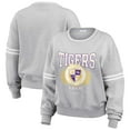 thumbnail image 1 of Women's WEAR by Erin Andrews Heather Gray LSU Tigers Classic Stripe Pullover Sweater, 1 of 4