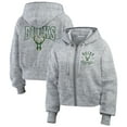 thumbnail image 1 of Women's WEAR by Erin Andrews Heather Gray Milwaukee Bucks Speckled Radiator Full-Zip Hoodie, 1 of 3