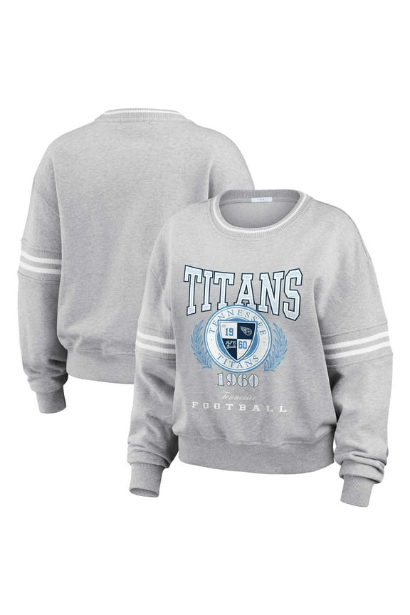 Women's WEAR by Erin Andrews Heather Gray Tennessee Titans Cropped Pullover Sweatshirt