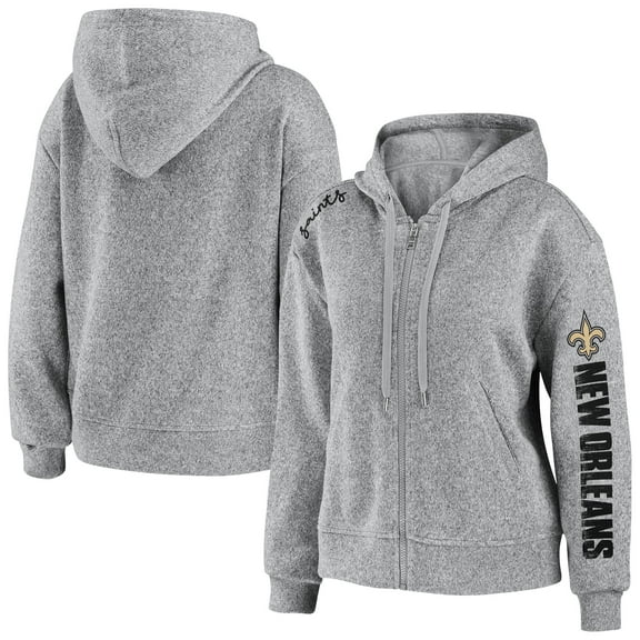 Women's WEAR by Erin Andrews Heathered Gray New Orleans Saints Full-Zip Hoodie