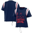 thumbnail image 1 of Women's WEAR by Erin Andrews Navy Boston Red Sox Cinched Colorblock T-Shirt, 1 of 3