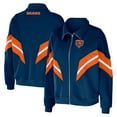thumbnail image 1 of Women's WEAR by Erin Andrews Navy Chicago Bears Plus Size Yarn Dye Stripe Full-Zip Jacket, 1 of 3