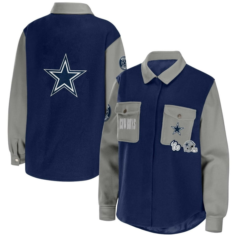 Women's WEAR by Erin Andrews Navy Dallas Cowboys Button-Up Shirt Jacket