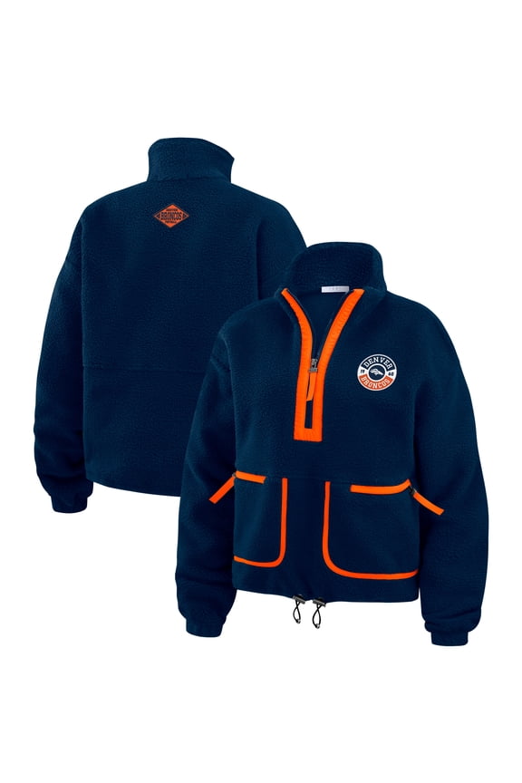 Women's WEAR by Erin Andrews Navy Denver Broncos Polar Fleece Half-Zip Jacket