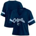 thumbnail image 1 of Women's WEAR by Erin Andrews Navy Memphis Grizzlies Plus Size Color Block Boxy V-Neck T-Shirt, 1 of 4